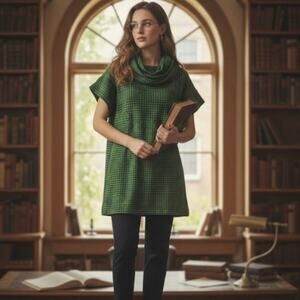 NWT‎ Bryn Walker xxs green plaid Branson tunic academia old money quiet luxury